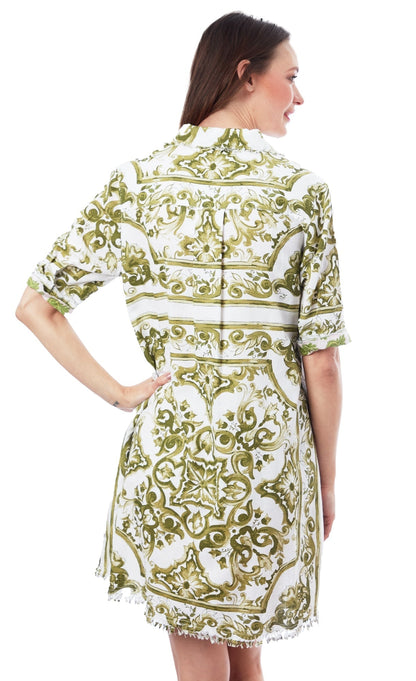 Dizzy - Lizzie | Chatham Dress Green White Tile Print | Cloister Collection | Dress