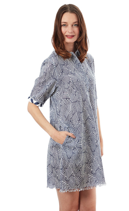 Dizzy - Lizzie | Chatham Dress Navy White Geometric | Cloister Collection | Dress