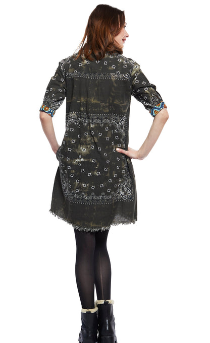 Dizzy Lizzie | Chatham Dress Olive Green Bandana Print | Cloister Collection | DRESSES