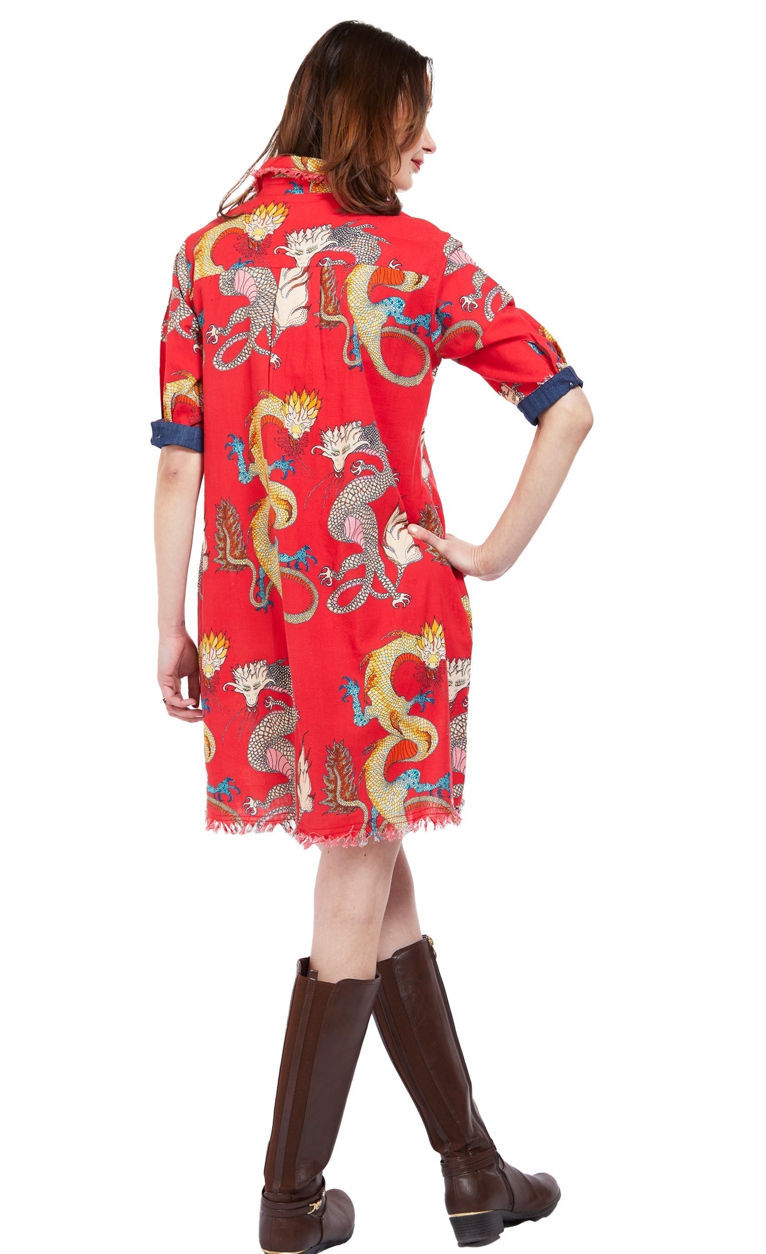 Dizzy - Lizzie | Chatham Dress Red Ground Dragon Print | Cloister Collection | DRESSES