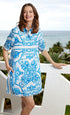 Dizzy - Lizzie | Chatham Dress Turquoise White Tile Print | Cloister Collection | Dress