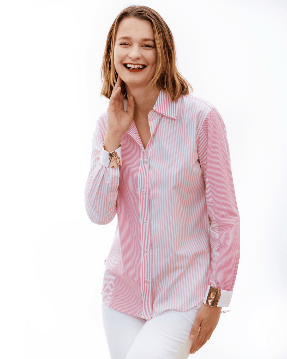 Dizzy Lizzie | Chesapeake Hi Low Pink Stripe and Loafers | Cloister Collection | SHIRTS