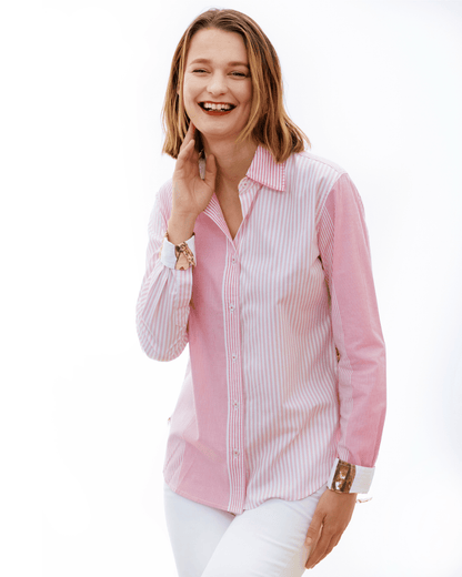 Dizzy Lizzie | Chesapeake Hi Low Pink Stripe and Loafers | Cloister Collection | SHIRTS