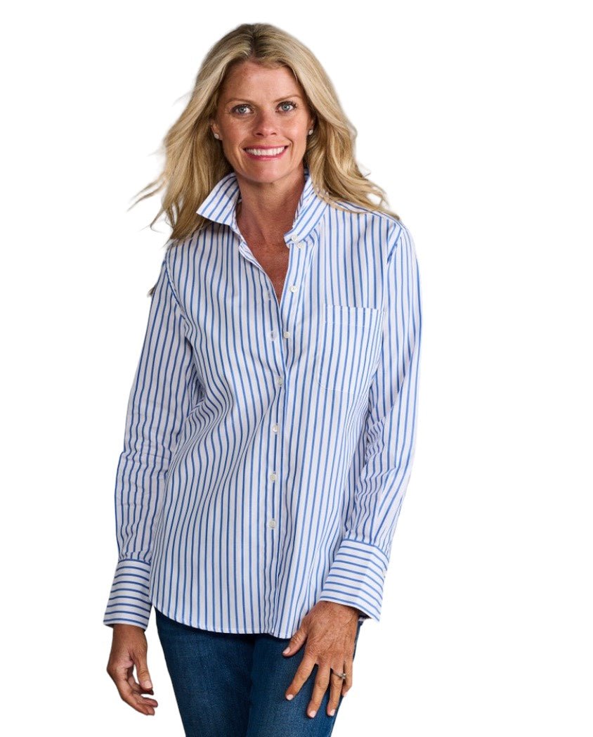 Claridge+king | Claridge+king | Blue and Wht Stripe Top | Cloister Collection | TOPS