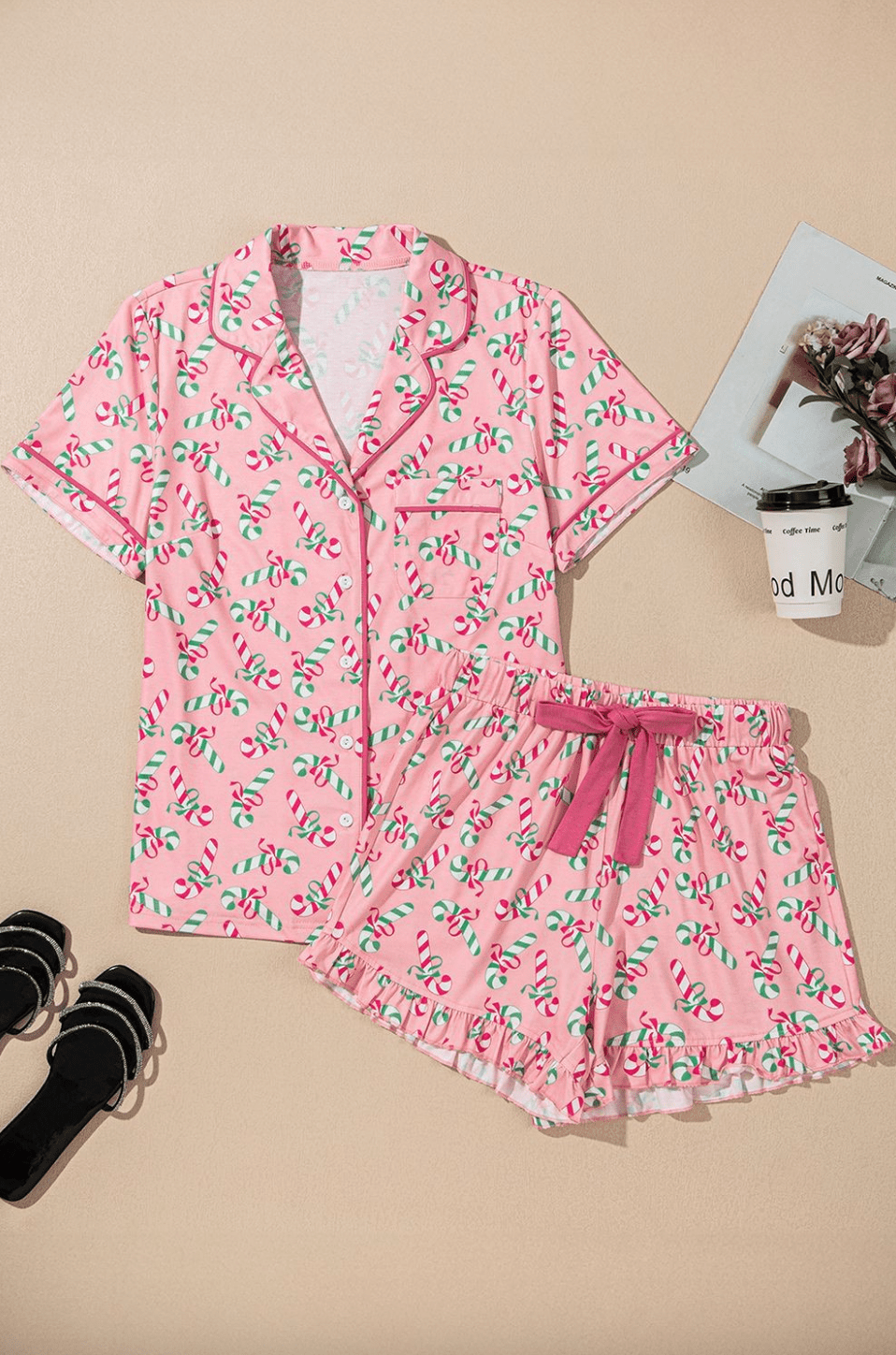 Cloister Collection | Cloister Collection | Candy Cane Short Sleeve Pajama Set | Cloister Collection | MATCHING SETS