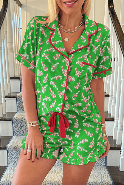 Cloister Collection | Cloister Collection | Candy Cane Short Sleeve Pajama Set | Cloister Collection | MATCHING SETS