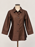A silk brown textured long-sleeve button-up shirt jacket 