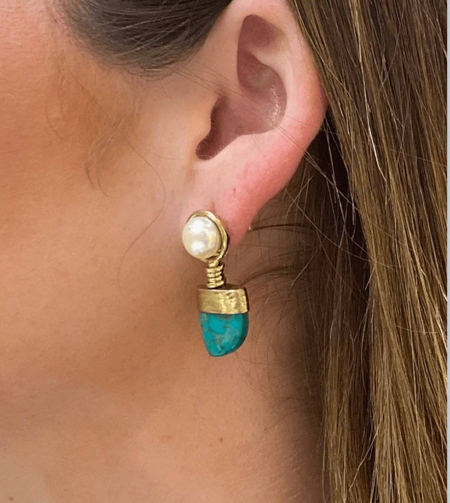 David Jeffery | David Jeffery | Pearl &amp; Brass Earring | Cloister Collection | JEWELRY