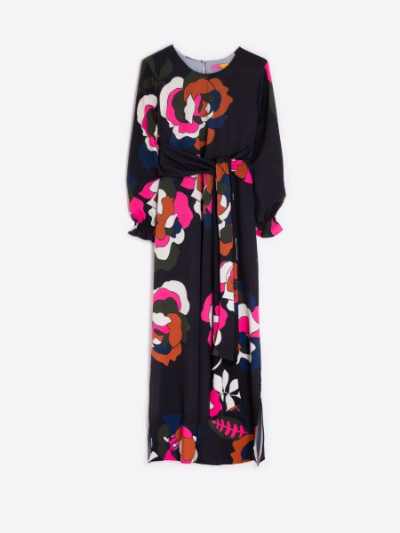 Vilagallo | Floral Black Dress