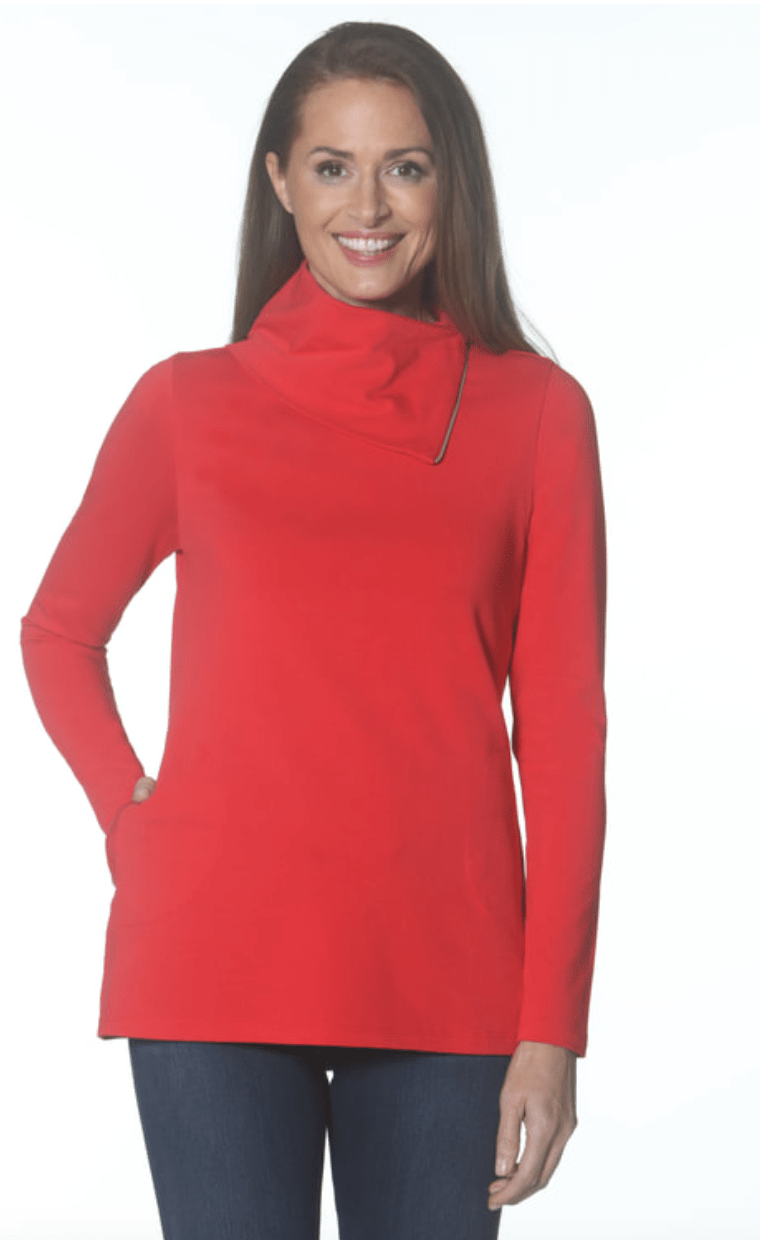 Eli | Eli | L/s Zip Cowl Nk Tunic | Cloister Collection | TOPS