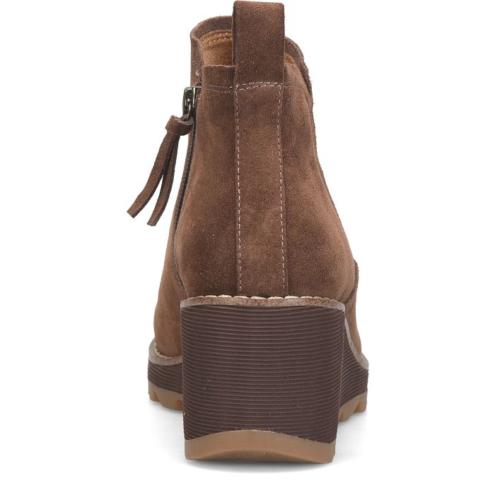 Brown suede ankle boot on a white background