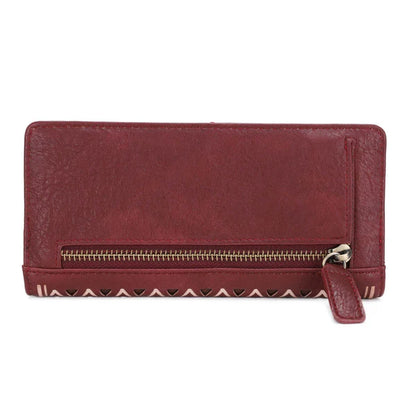 Red wallet with a zipper on a white background