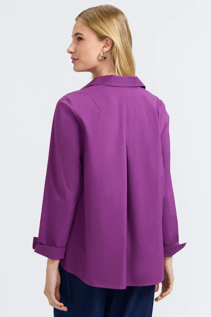 Foxcroft | Agnes Sweet Figs Long Sleeve Popover Shirt