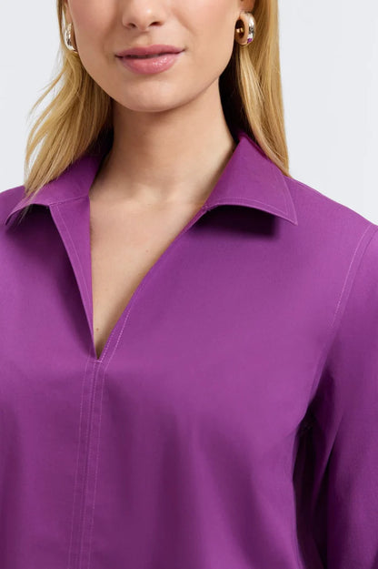 Foxcroft | Agnes Sweet Figs Long Sleeve Popover Shirt
