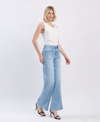 Flying Monkey | Flying Monkey | High Rise Patch Pocket Wide Leg Jeans | Cloister Collection | JEANS