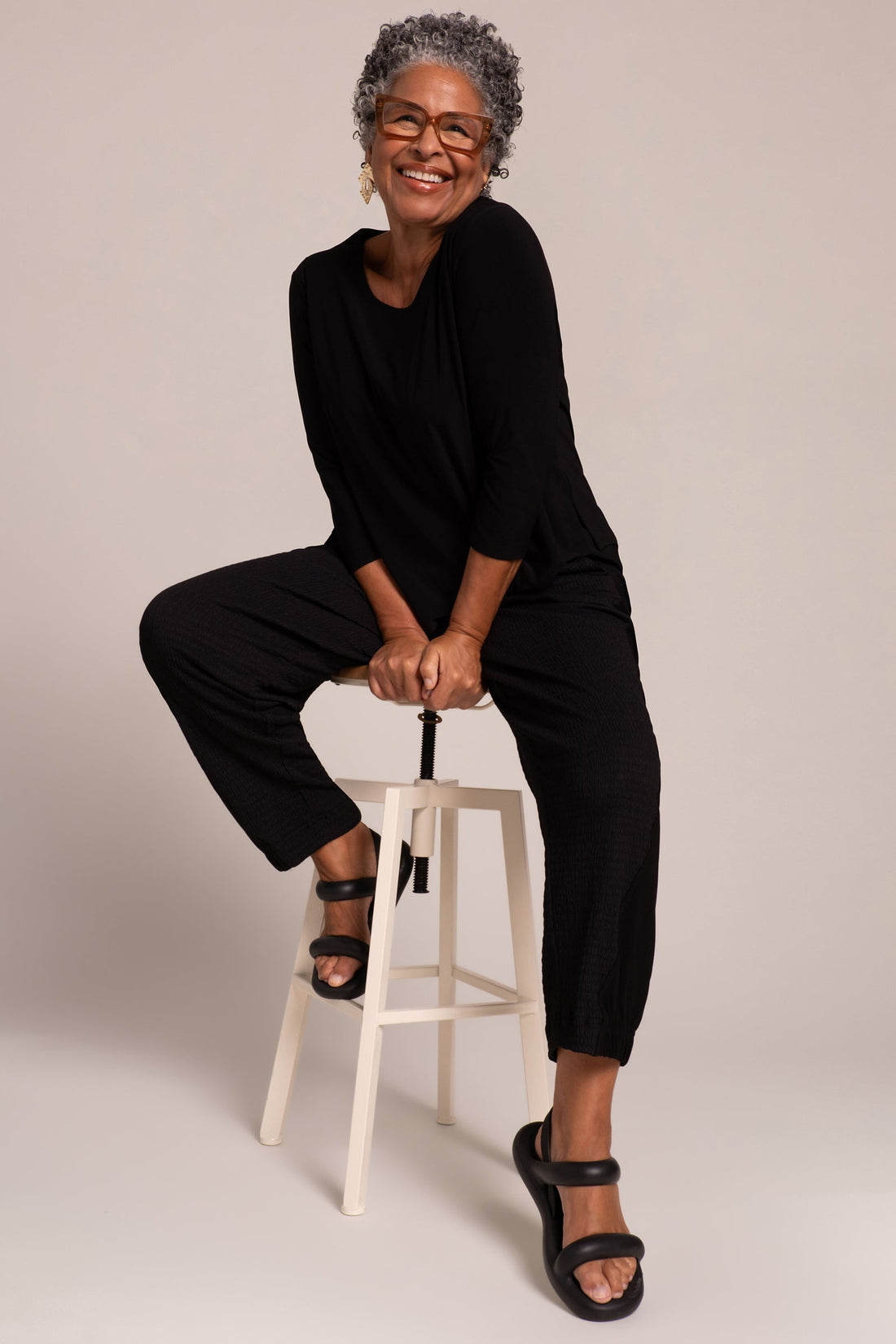 Sympli | Go to Classix Tee 3/4 Sleeve - Black