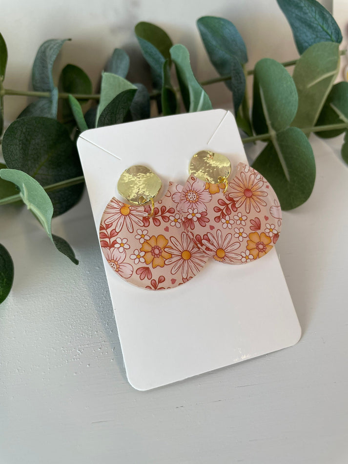 The Adorned Fox | Floral Notch Filled Circle Earrings