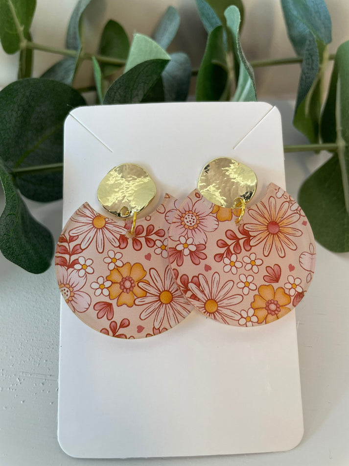 The Adorned Fox | Floral Notch Filled Circle Earrings