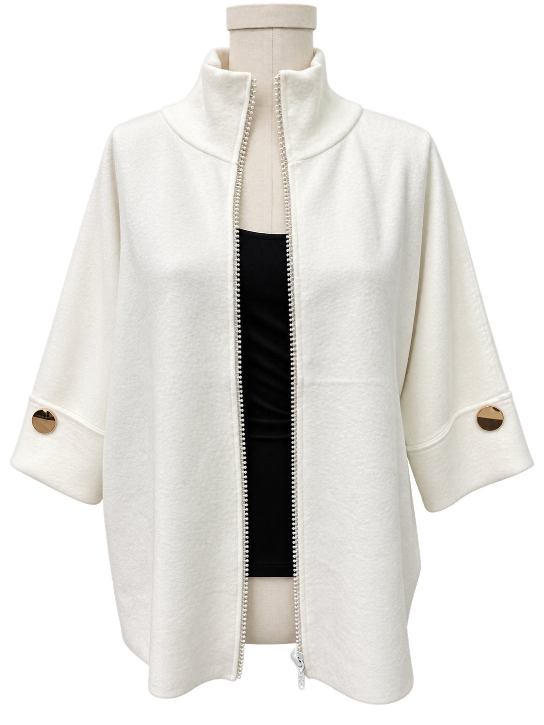 ivory Crystal Trim Zip-Up Jacket