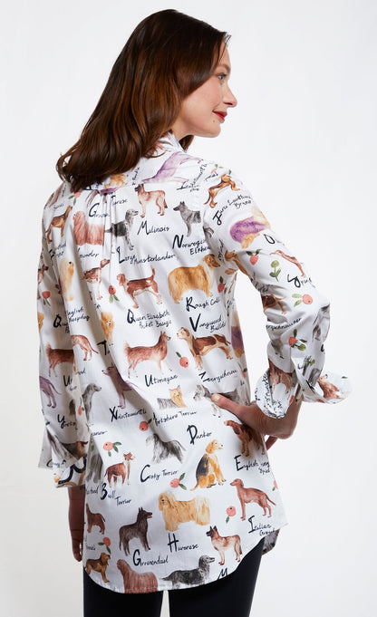 Dizzy Lizzie | Jackson Hole Tunic Boyfriend Shirt Doggies And Their Pedigree Names | Cloister Collection | SHIRT