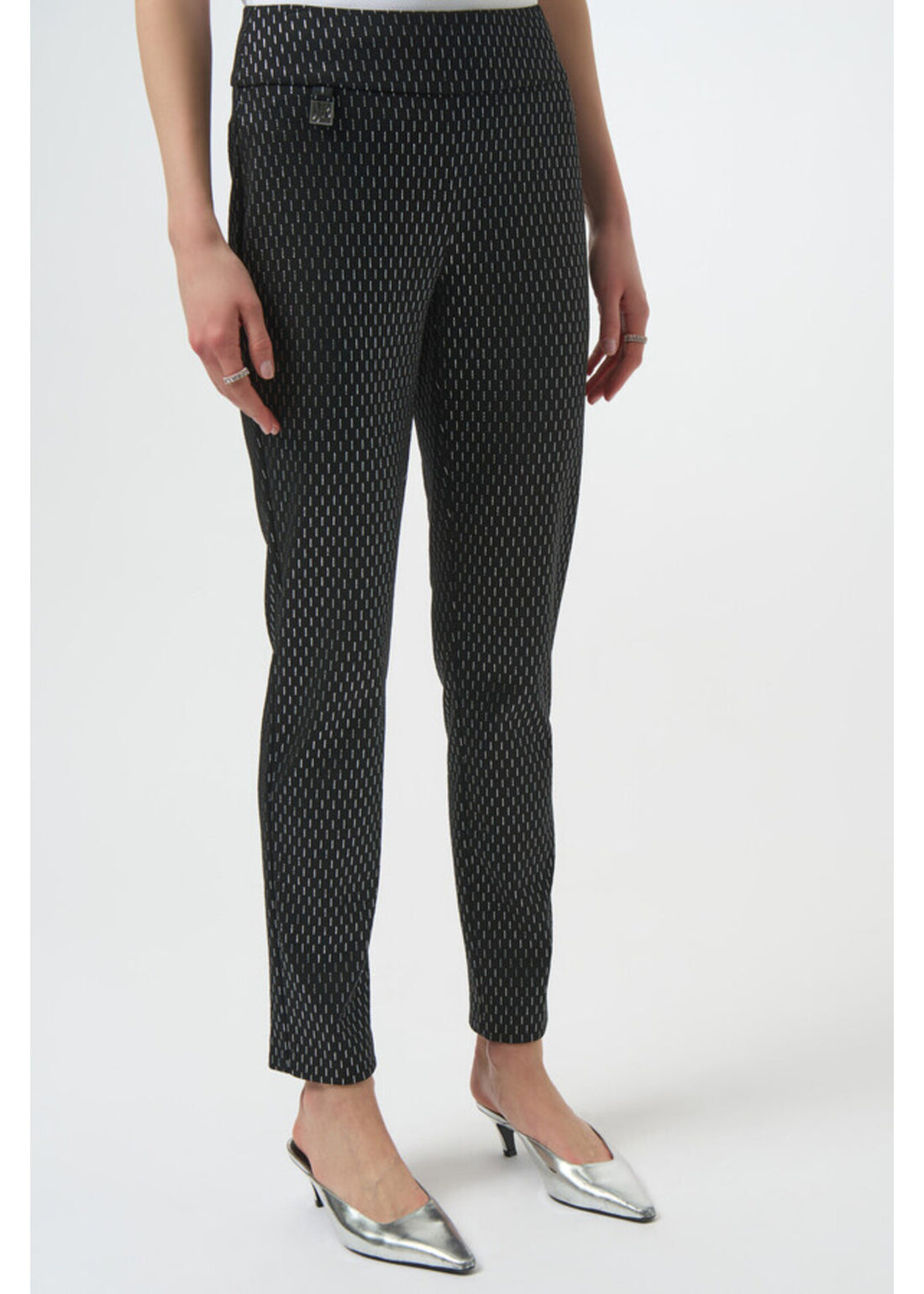 Joseph Ribkoff | Knit Slim Fit Pants - Black/Silver
