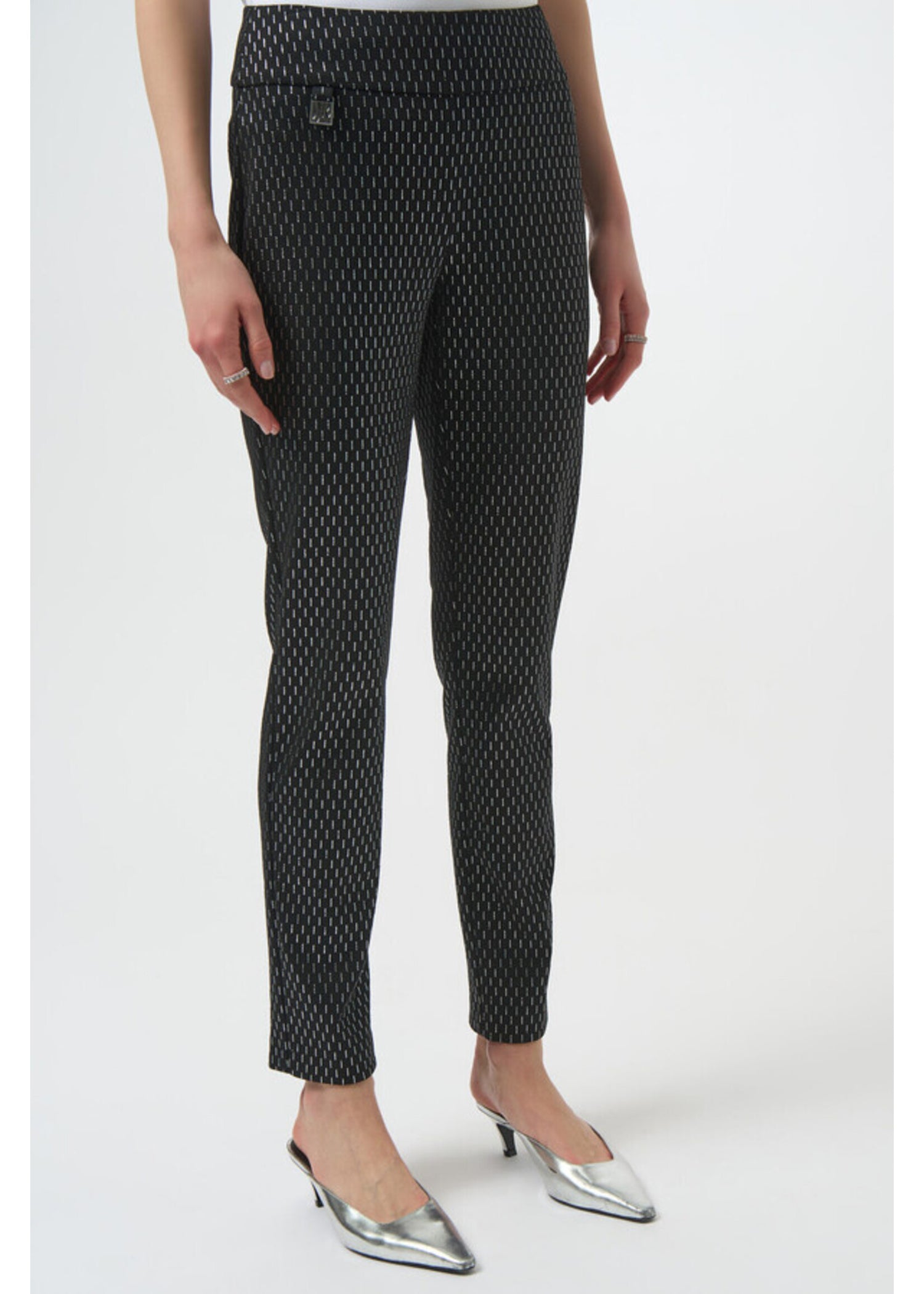 Joseph Ribkoff | Knit Slim Fit Pants - Black/Silver