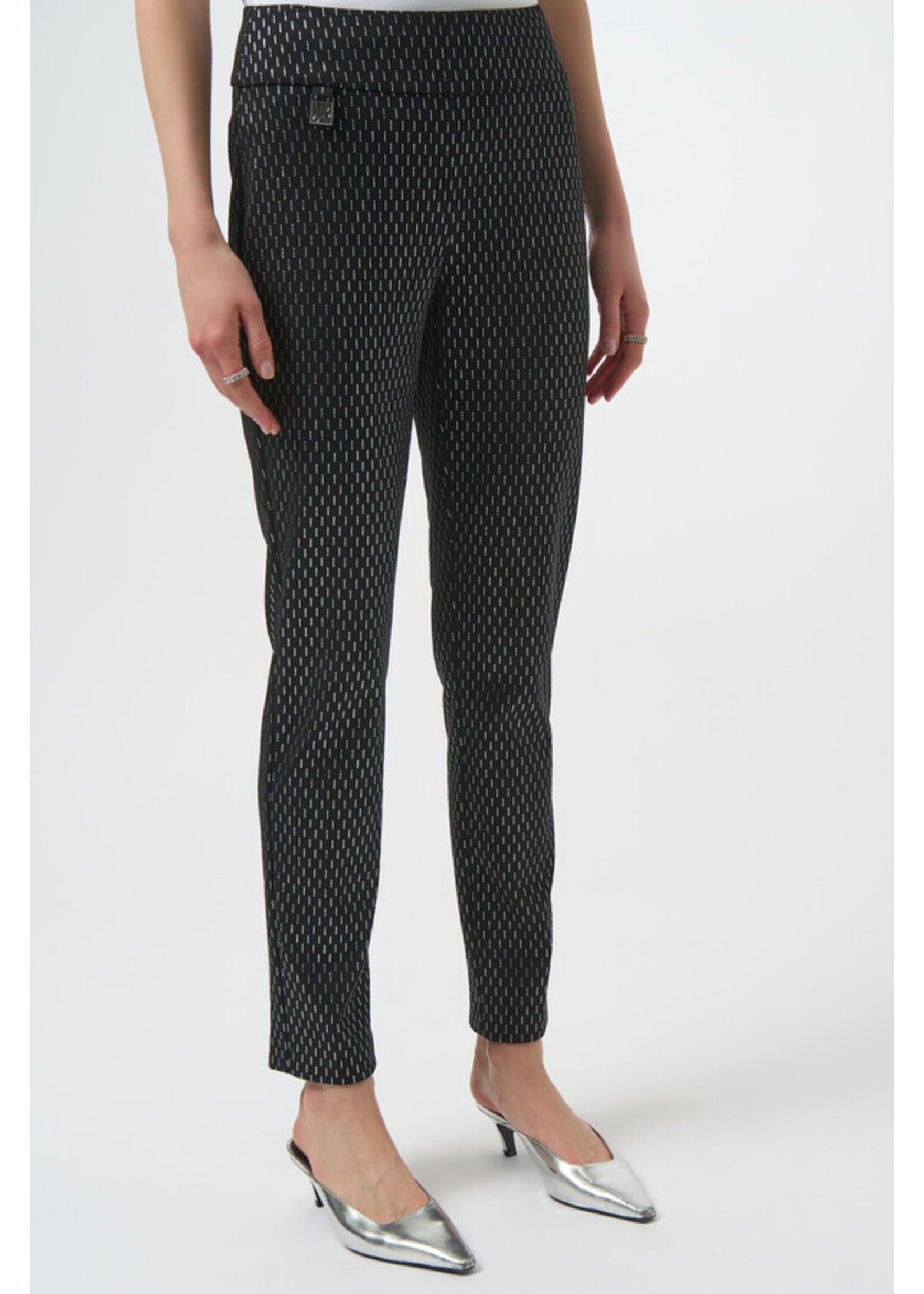 Joseph Ribkoff | Knit Slim Fit Pants - Black/Silver
