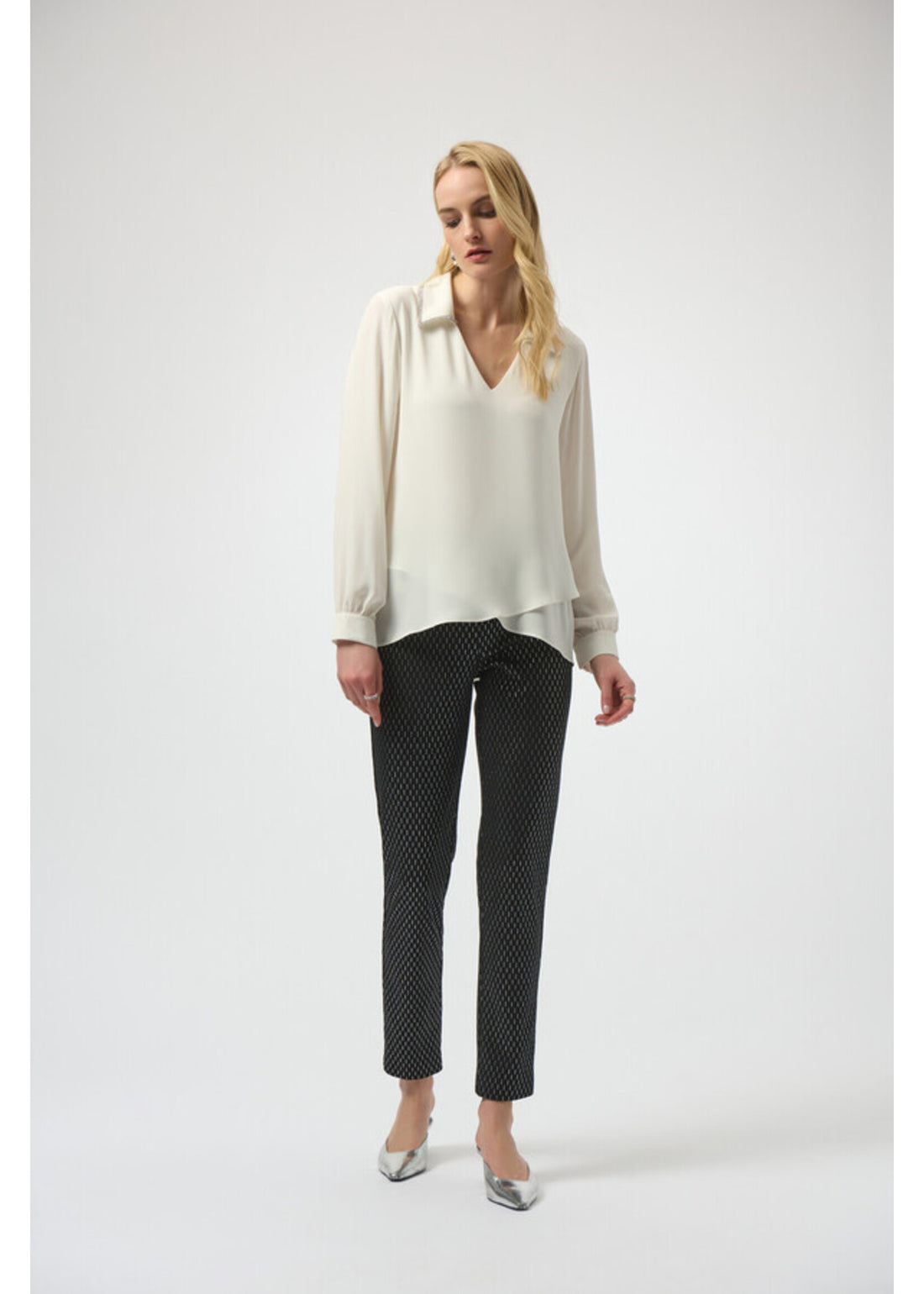 Joseph Ribkoff | Knit Slim Fit Pants - Black/Silver