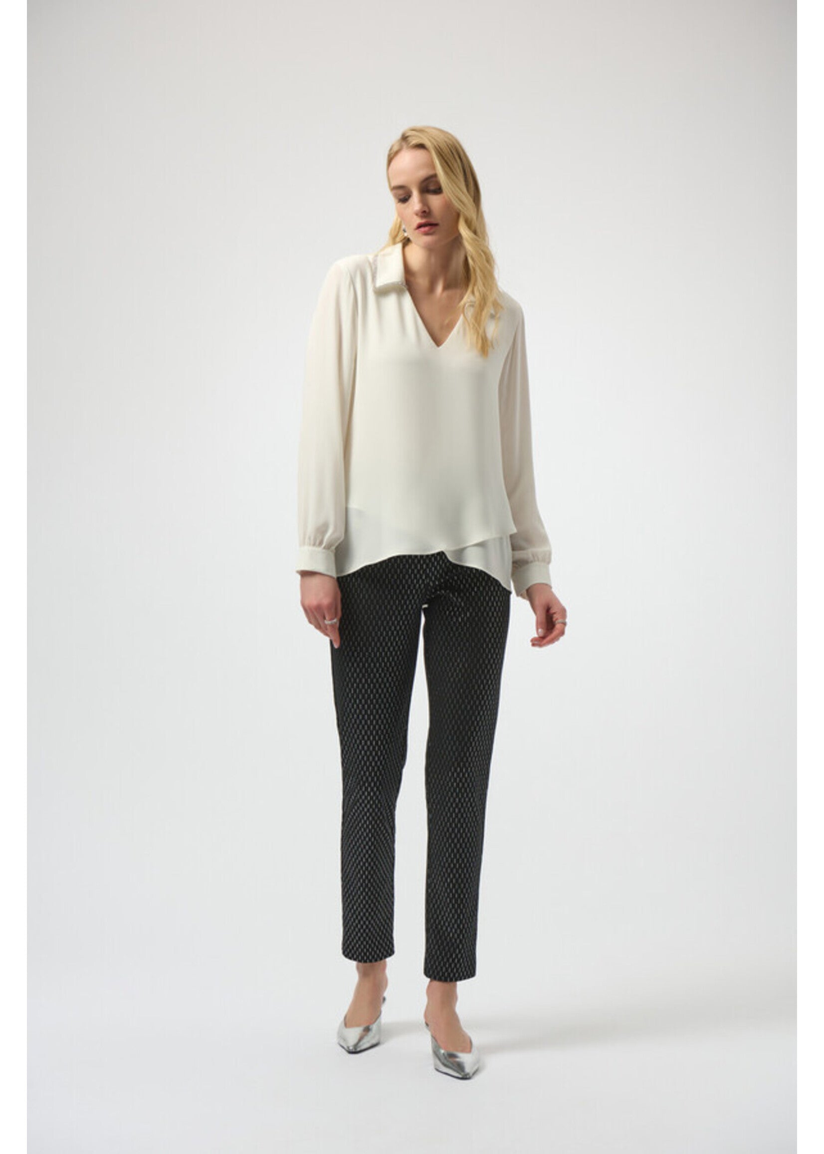 Joseph Ribkoff | Knit Slim Fit Pants - Black/Silver