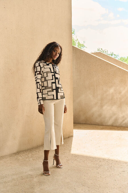 Joseph Ribkoff | Geometric Zipper Closure Jacket