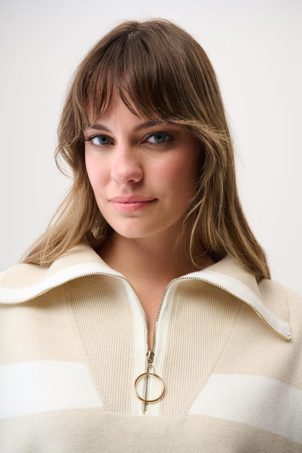 Joseph Ribkoff | Striped Casual Zipper Top