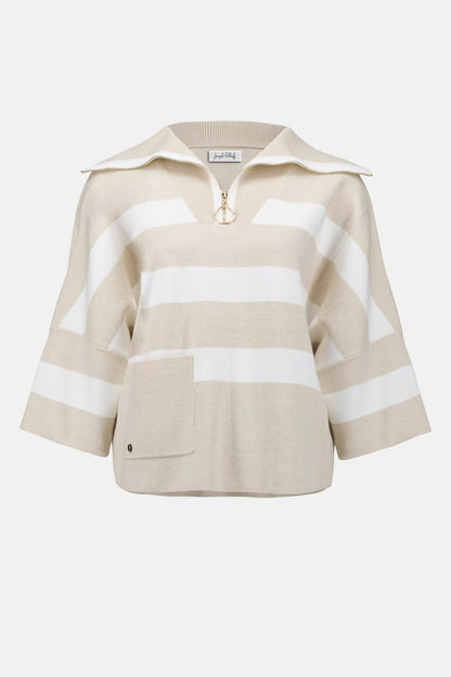 Joseph Ribkoff | Striped Casual Zipper Top