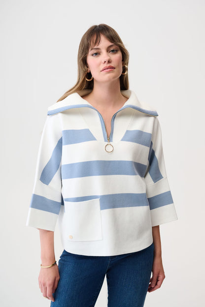 Joseph Ribkoff | Striped Casual Zipper Top