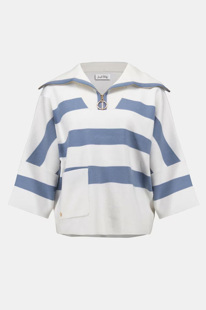 Joseph Ribkoff | Striped Casual Zipper Top