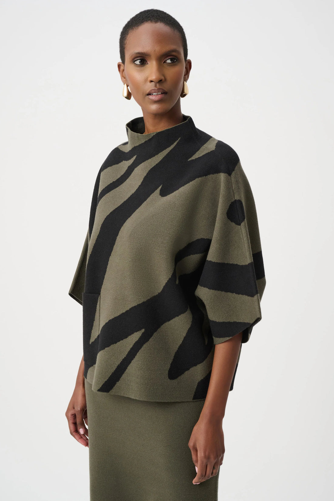 joseph ribkoff Abstract Funnel-Neck Sweater 263936