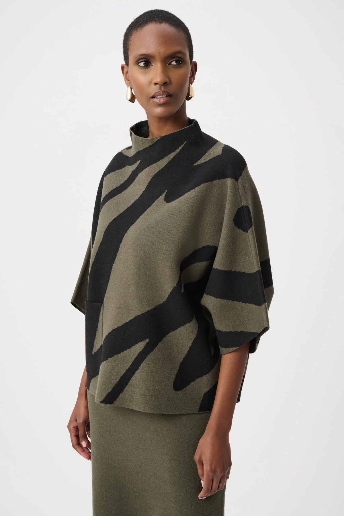 joseph ribkoff Abstract Funnel-Neck Sweater 263936
