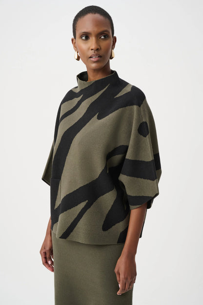 joseph ribkoff Abstract Funnel-Neck Sweater 263936