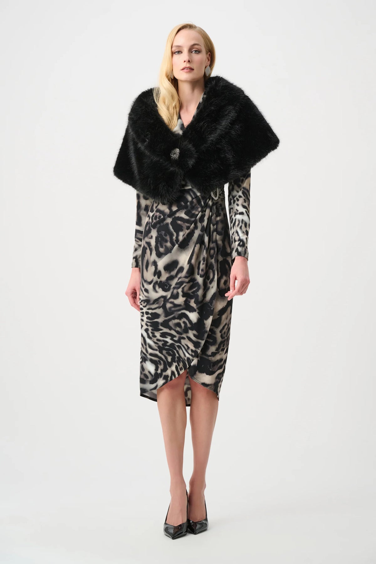 joseph ribkoff Faux Fur Shawl Wrap 263740