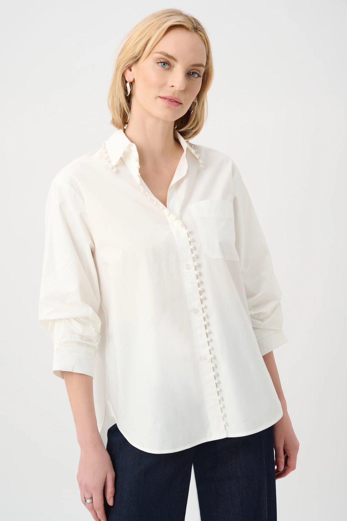 joseph ribkoff Pearl-Trim Button-Down Shirt 26392