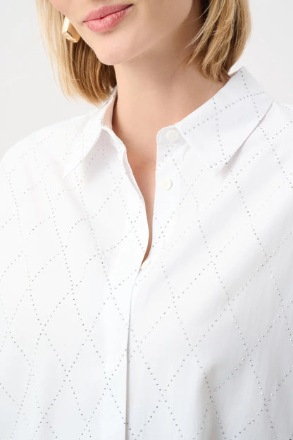joseph ribkoff Rhinestone Harlequin Button-Down Shirt 263922