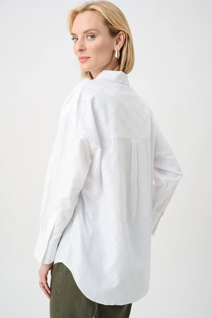 joseph ribkoff Rhinestone Harlequin Button-Down Shirt 263922