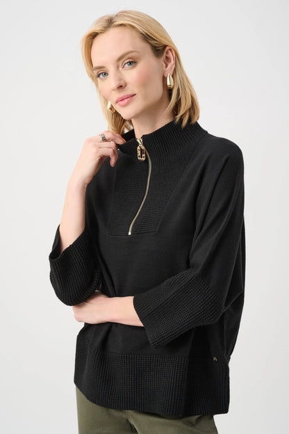 joseph ribkoff Ribbed Trim Half-Zip Pullover 263937