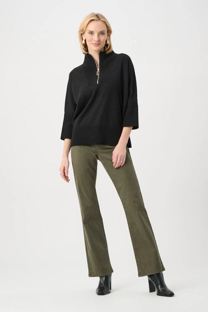 joseph ribkoff Ribbed Trim Half-Zip Pullover 263937