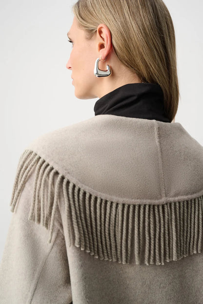 joseph ribkoff Wool Blend Fringed Coat 263912