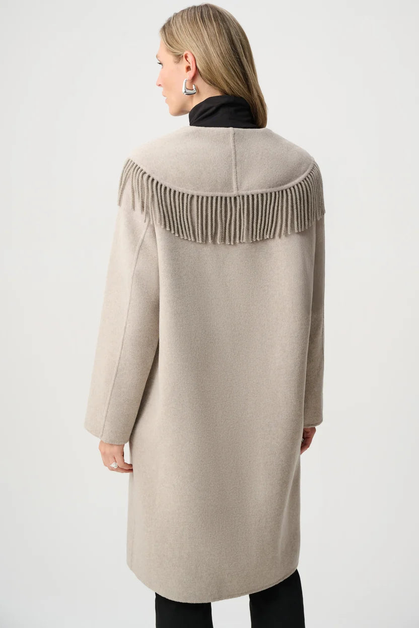 joseph ribkoff Wool Blend Fringed Coat 263912
