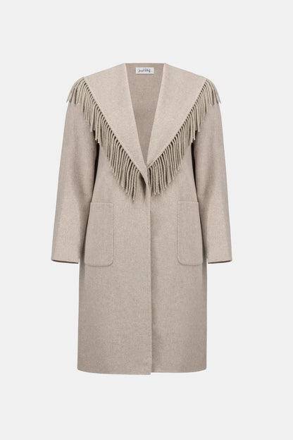 joseph ribkoff Wool Blend Fringed Coat 263912