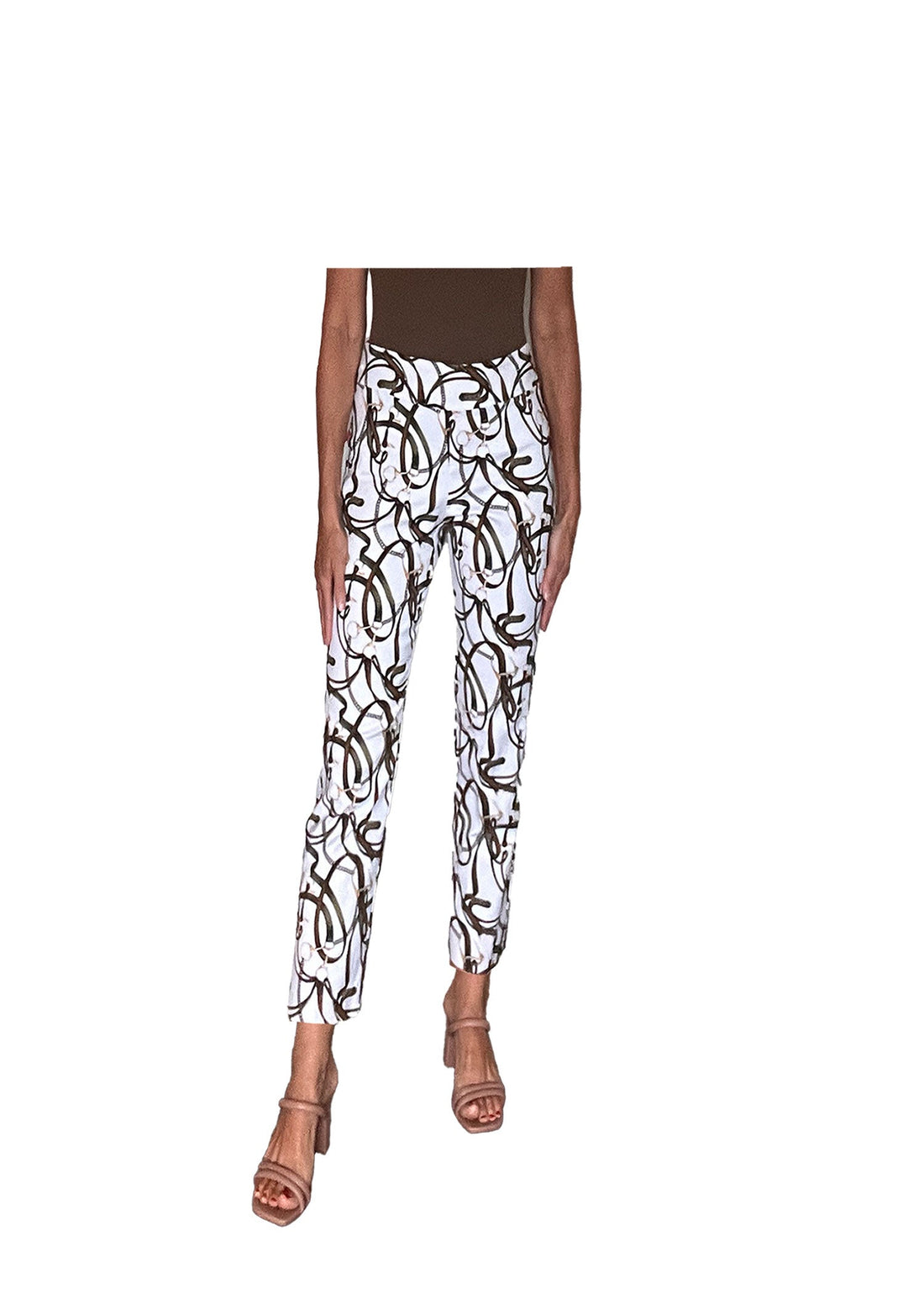 Krazy Larry | Krazy Larry | White Belts Print Pant | Cloister Collection | SWEATERSSEPARAT