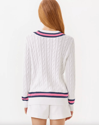 Lilly Pulitzer | Lilly Pulitzer | Brockton Sweater - Resort White X Rousseau Pink Tipping | Cloister Collection | SWEATERS