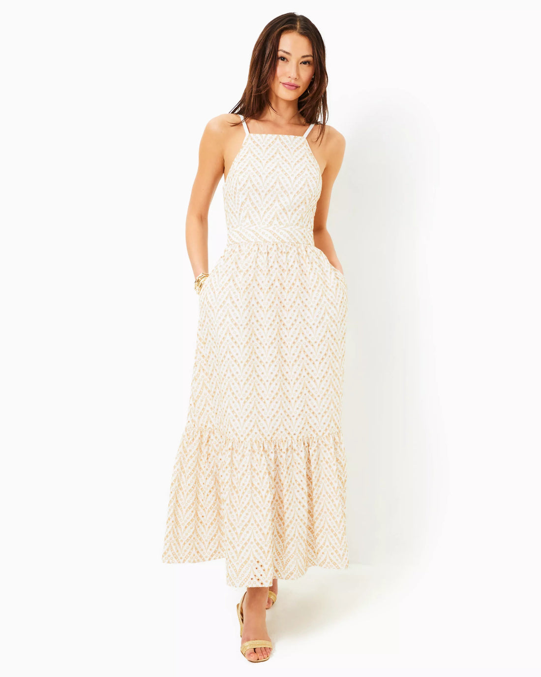 Lilly Pulitzer | Lilly Pulitzer | Charlese Eyelet Halter Maxi | Cloister Collection | LADIES