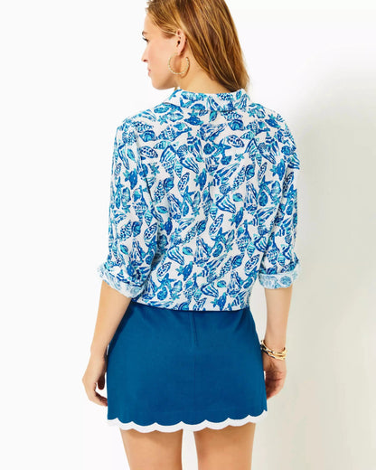 Lilly Pulitzer | Lilly Pulitzer | Sea View Linen Button Down Top | Cloister Collection | Tops